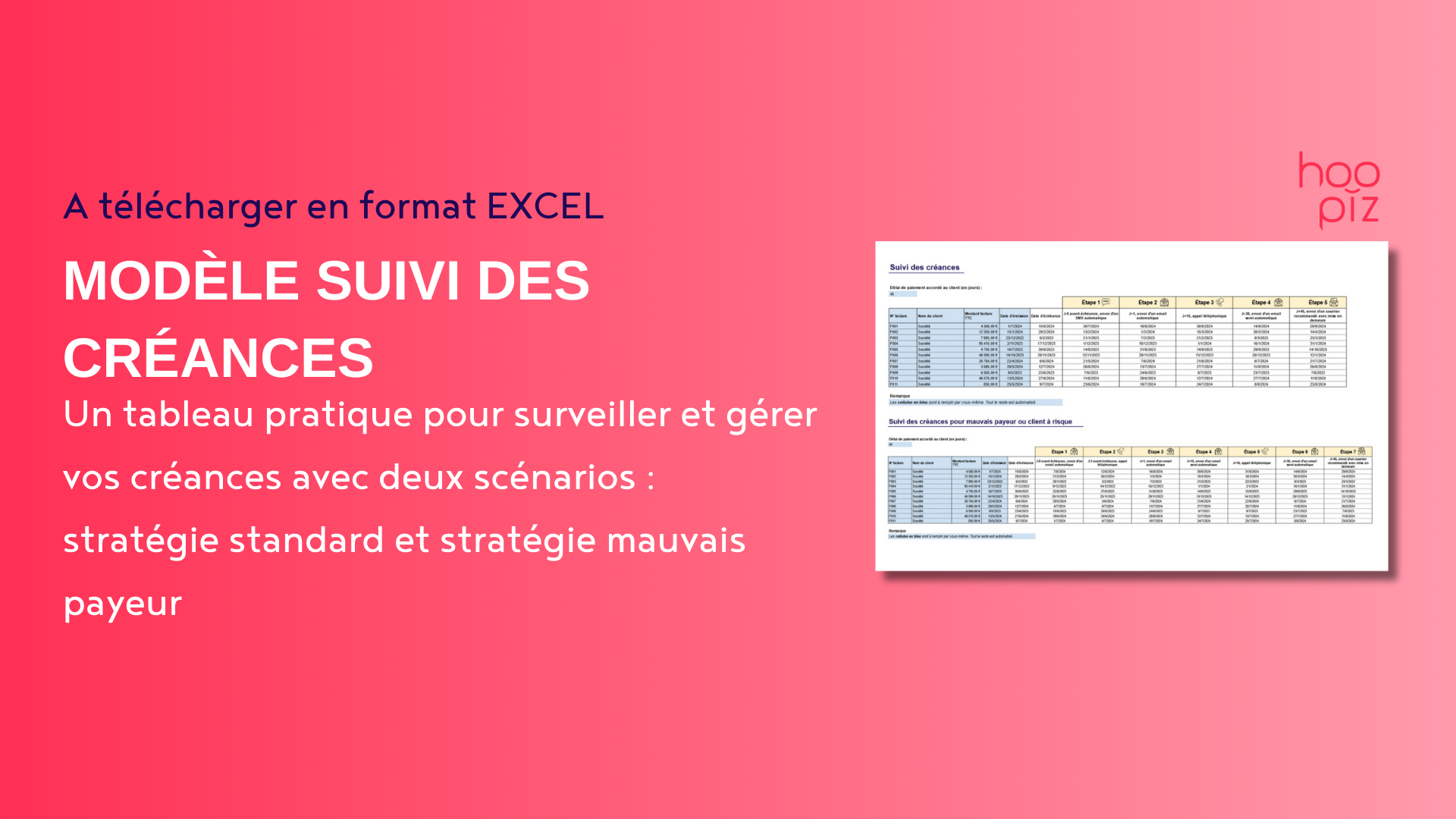 Modèle de suivi des créances par Hoopiz