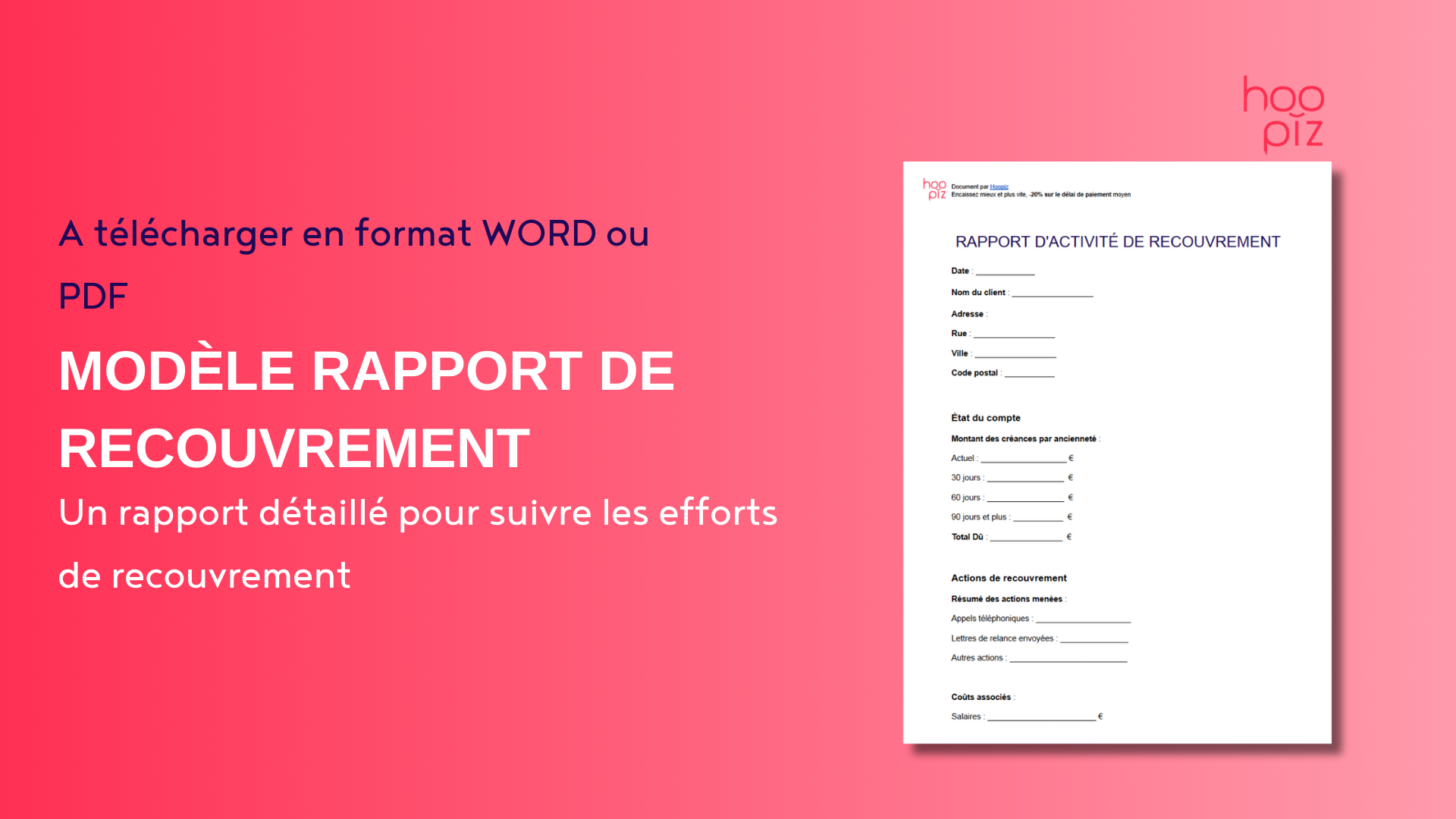 Modèle de rapport de recouvrement par Hoopiz